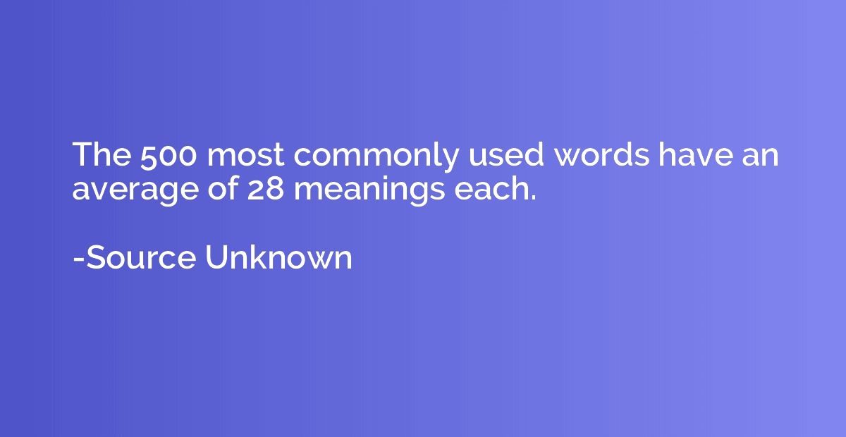 The 500 most commonly used words have an average of 28 meani