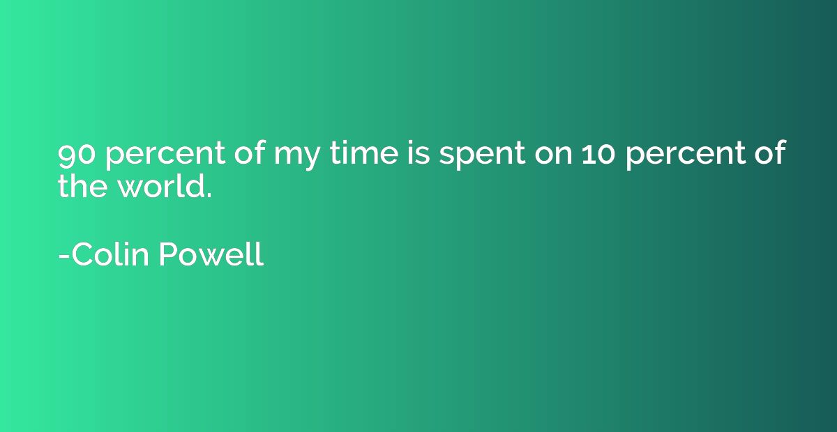 90 percent of my time is spent on 10 percent of the world.