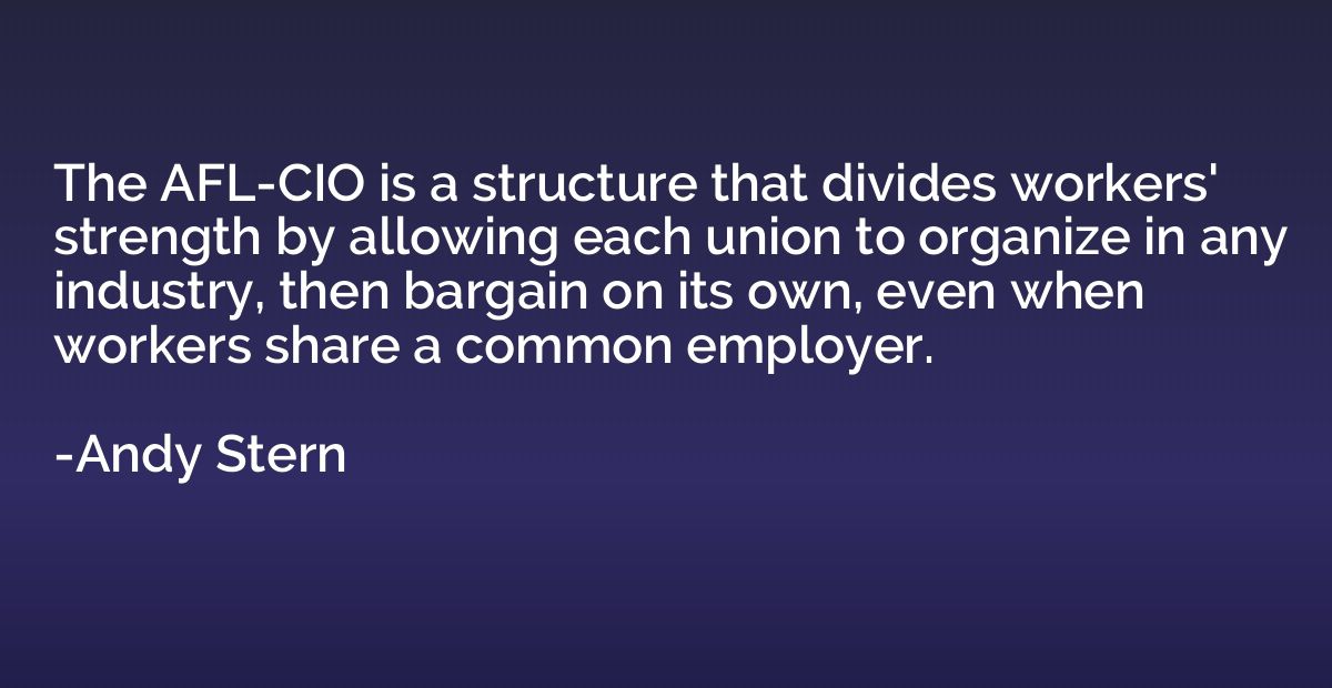 The AFL-CIO is a structure that divides workers' strength by