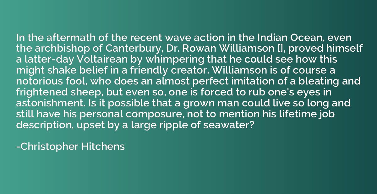 In the aftermath of the recent wave action in the Indian Oce
