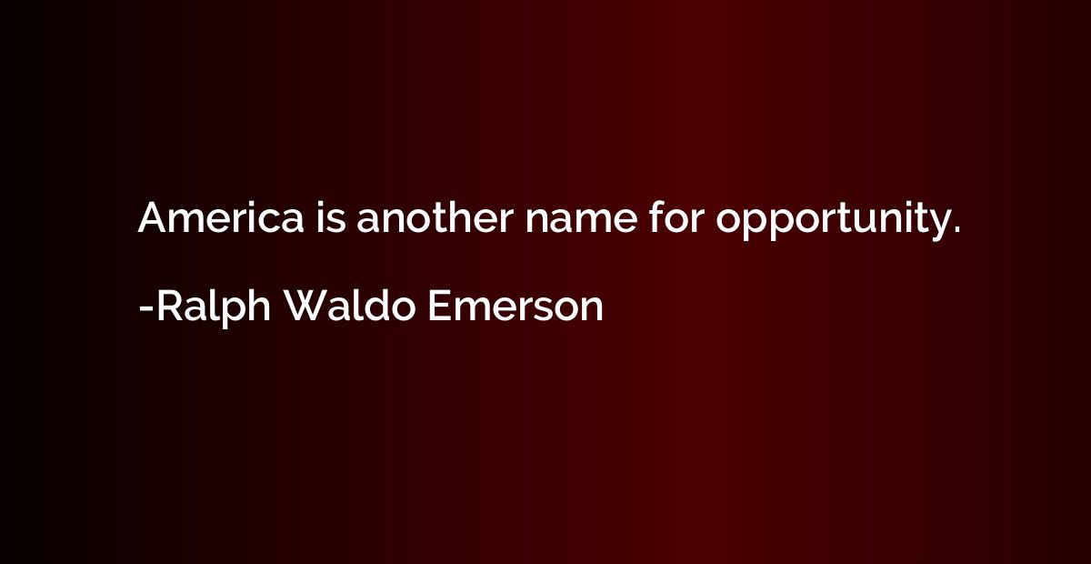 America is another name for opportunity.