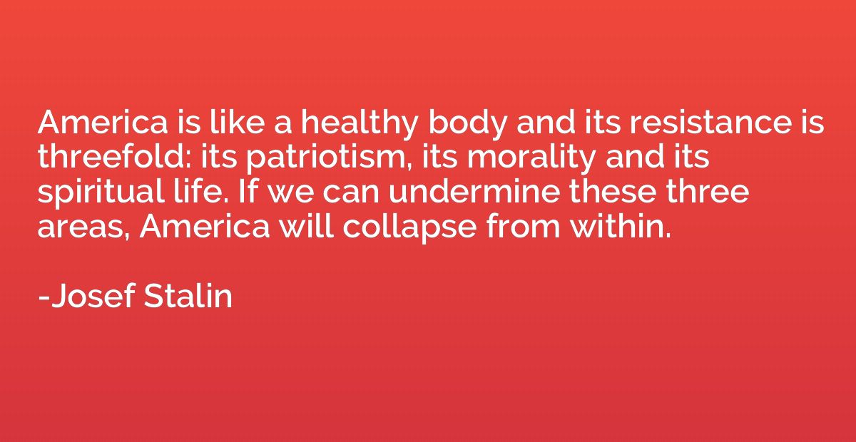 America is like a healthy body and its resistance is threefo
