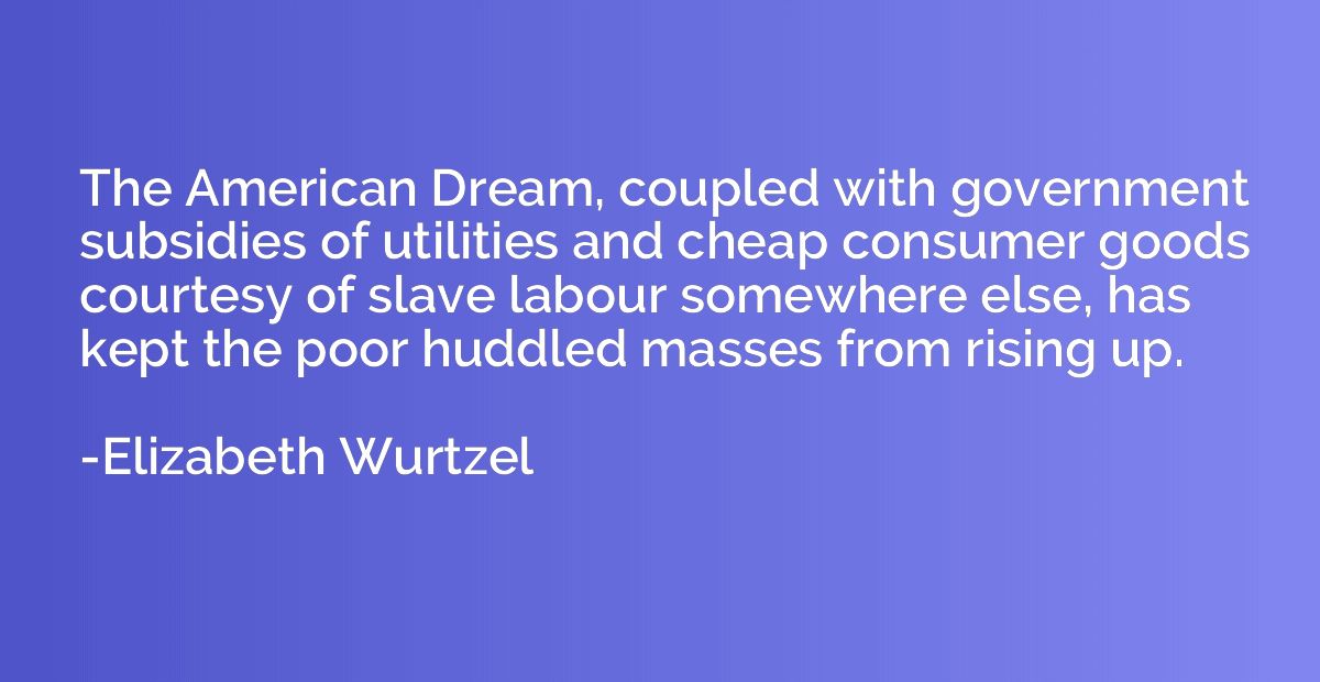 The American Dream, coupled with government subsidies of uti