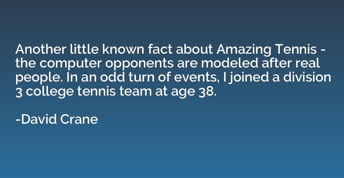 Another little known fact about Amazing Tennis - the compute