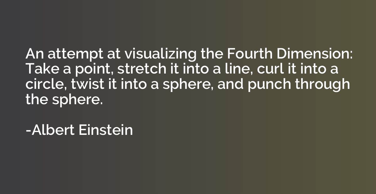 An attempt at visualizing the Fourth Dimension: Take a point