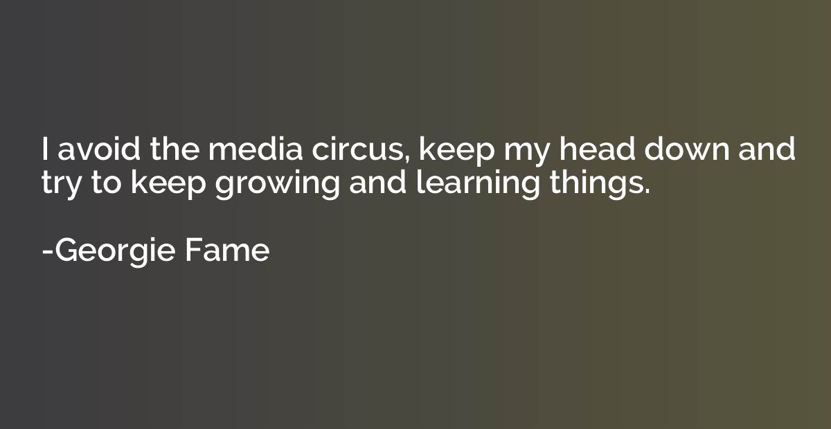 I avoid the media circus, keep my head down and try to keep 
