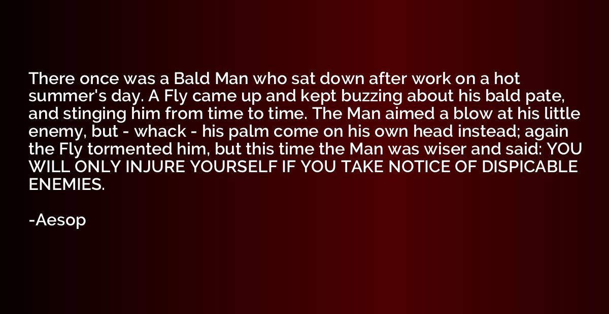 There once was a Bald Man who sat down after work on a hot s