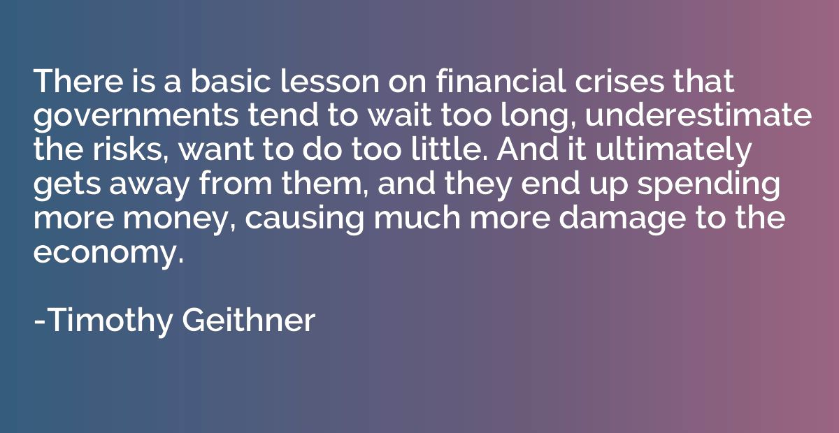 There is a basic lesson on financial crises that governments