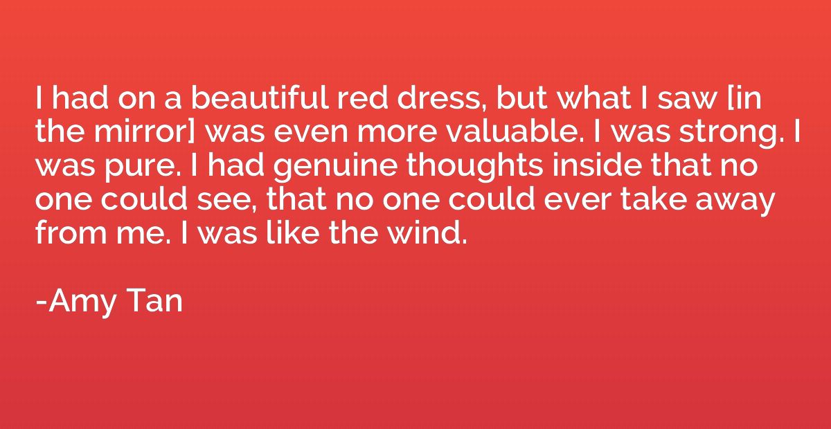 I had on a beautiful red dress, but what I saw [in the mirro