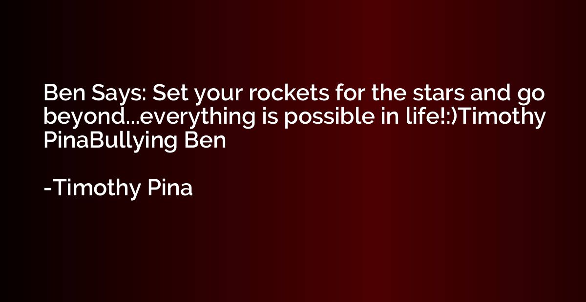 Ben Says: Set your rockets for the stars and go beyond...eve