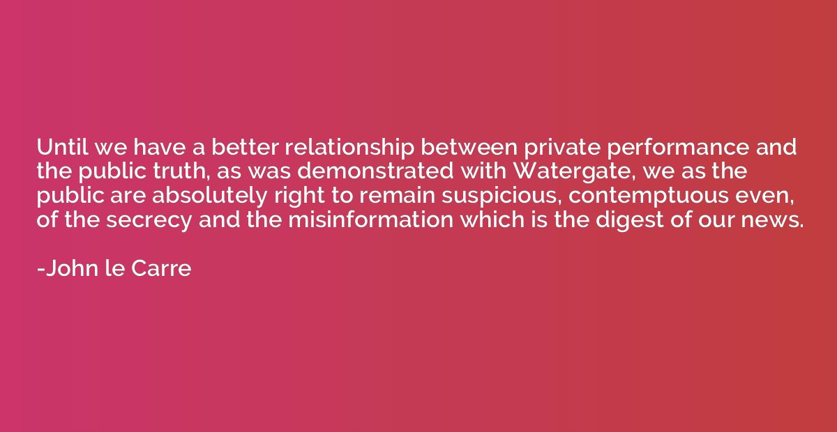 Until we have a better relationship between private performa