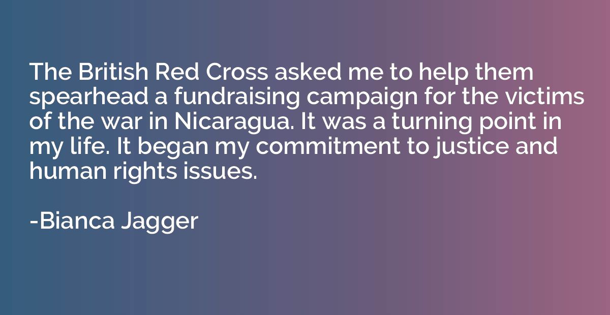 The British Red Cross asked me to help them spearhead a fund