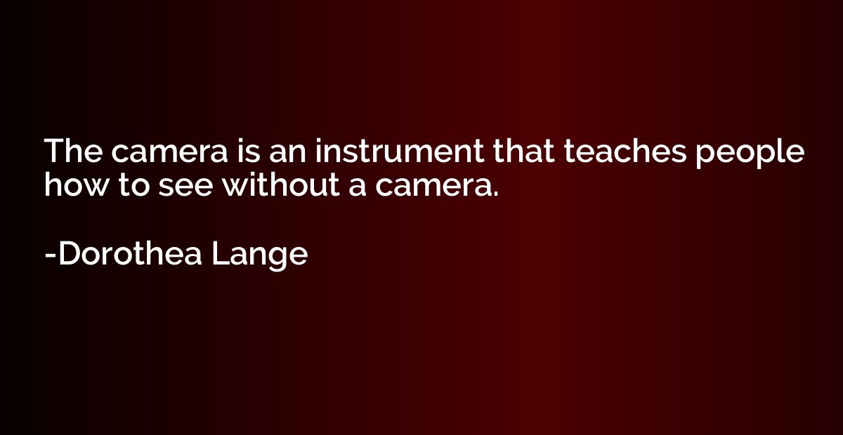 The camera is an instrument that teaches people how to see w