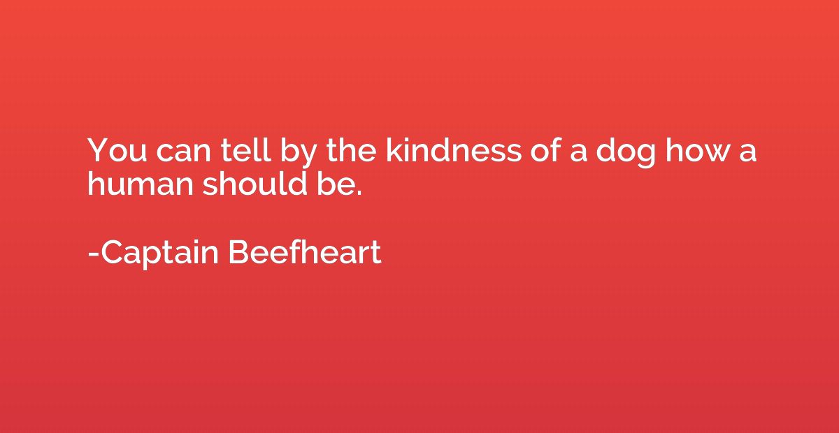 You can tell by the kindness of a dog how a human should be.