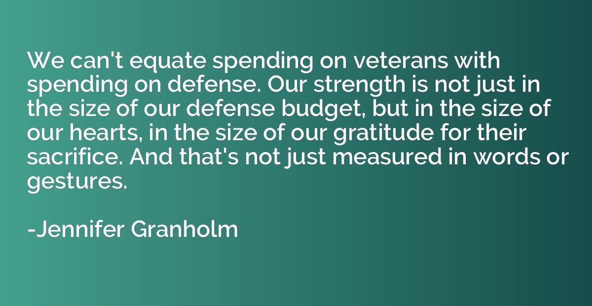 We can't equate spending on veterans with spending on defens