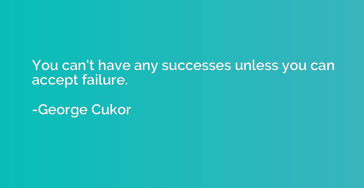 You can't have any successes unless you can accept failure.