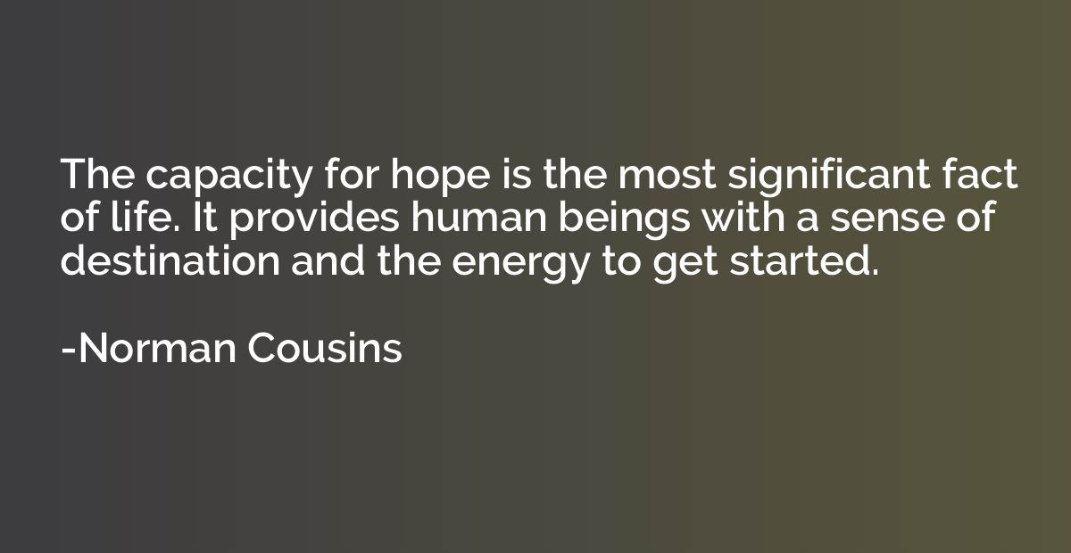 The capacity for hope is the most significant fact of life. 