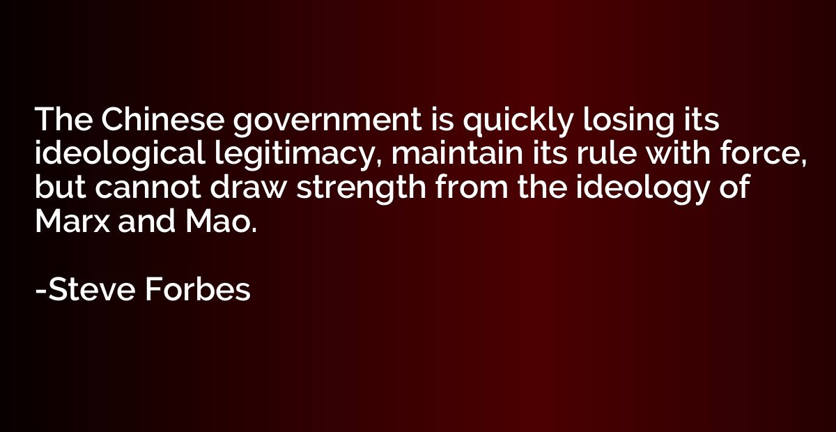 The Chinese government is quickly losing its ideological leg