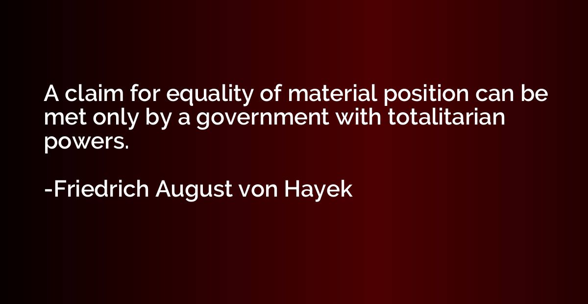 A claim for equality of material position can be met only by