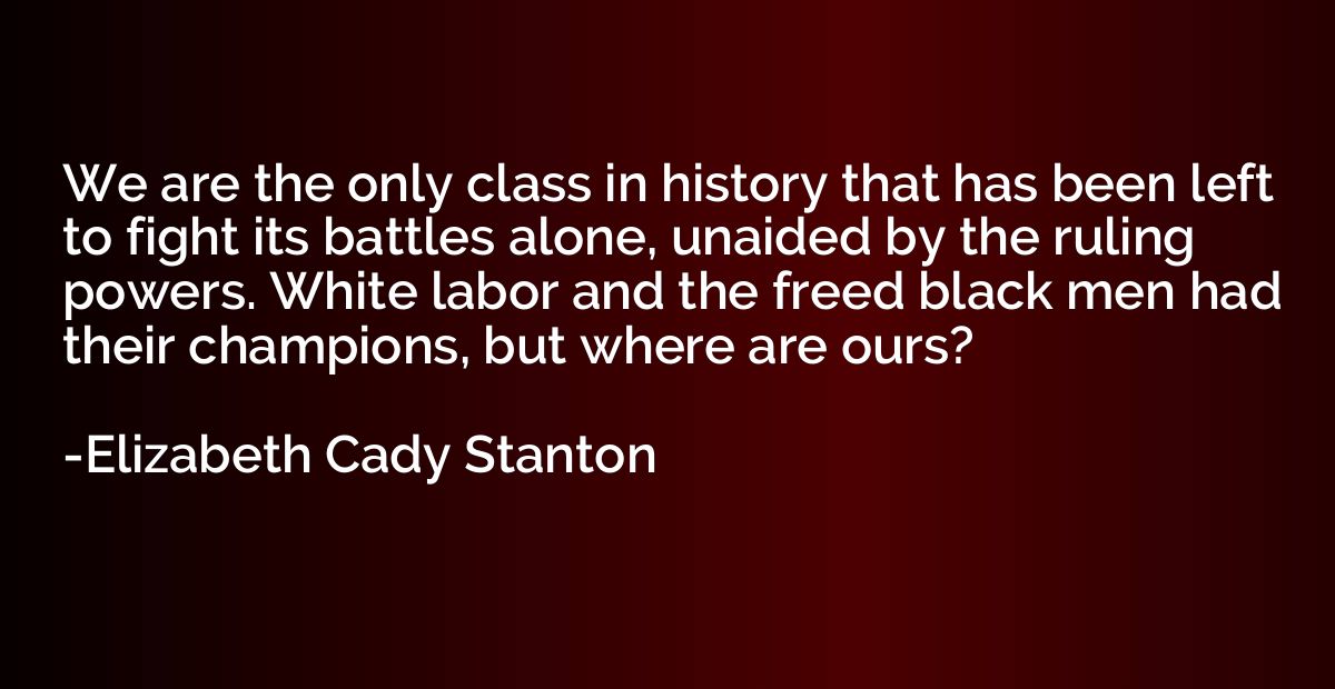 We are the only class in history that has been left to fight