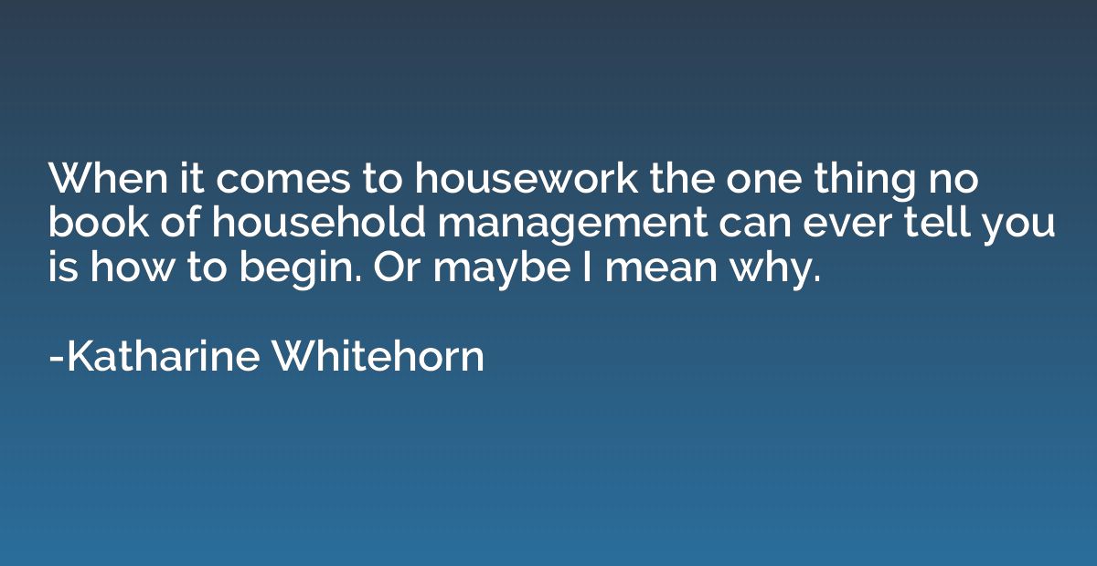 When it comes to housework the one thing no book of househol