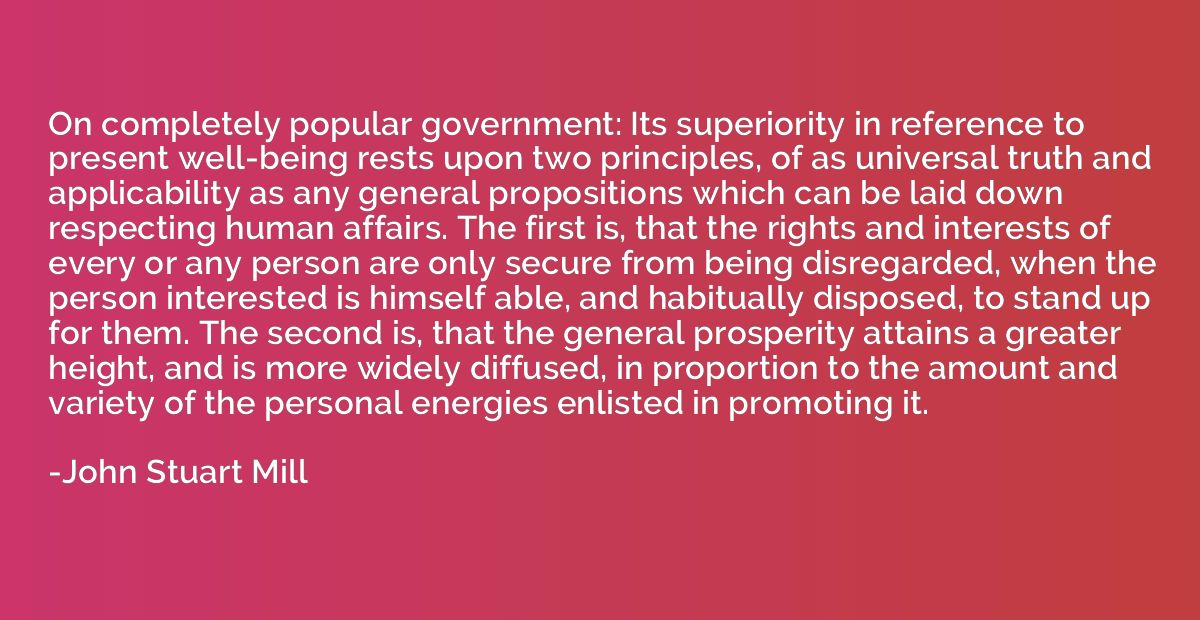 On completely popular government: Its superiority in referen