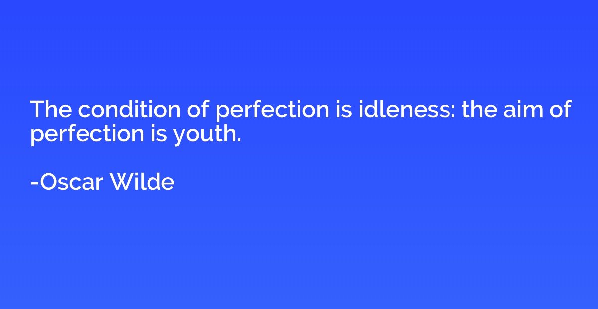 The condition of perfection is idleness: the aim of perfecti