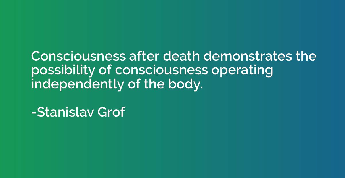 Consciousness after death demonstrates the possibility of co
