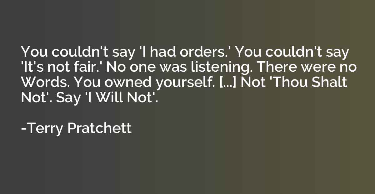 You couldn't say 'I had orders.' You couldn't say 'It's not 