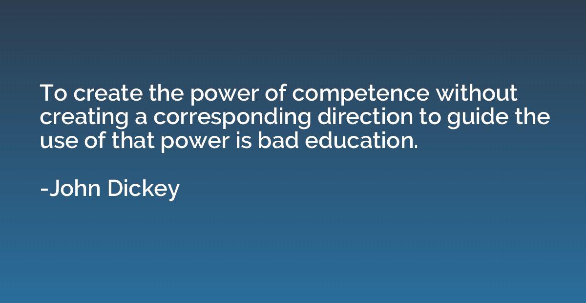 To create the power of competence without creating a corresp