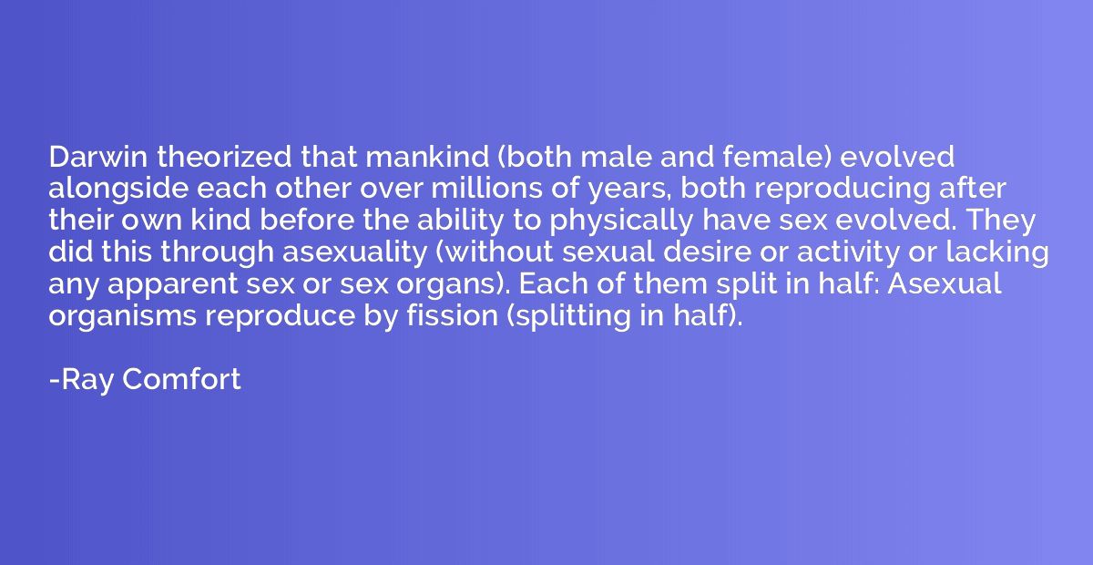 Darwin theorized that mankind (both male and female) evolved