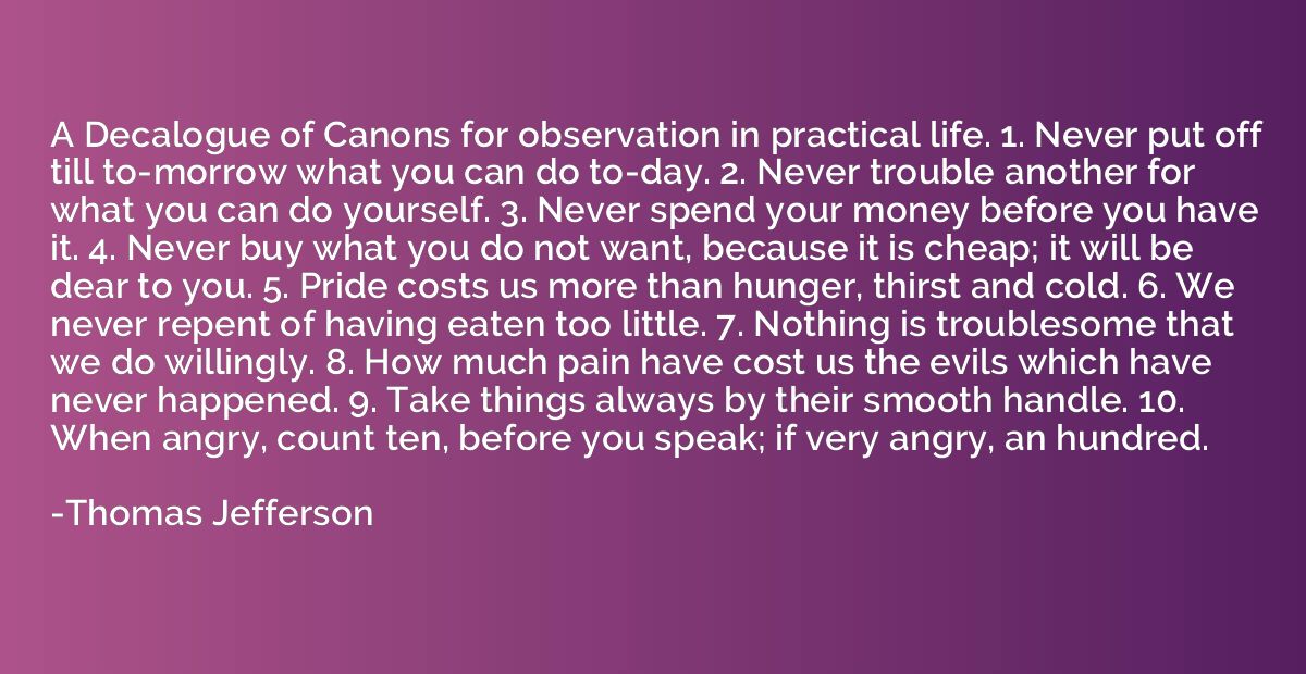 A Decalogue of Canons for Observation in Practical Life