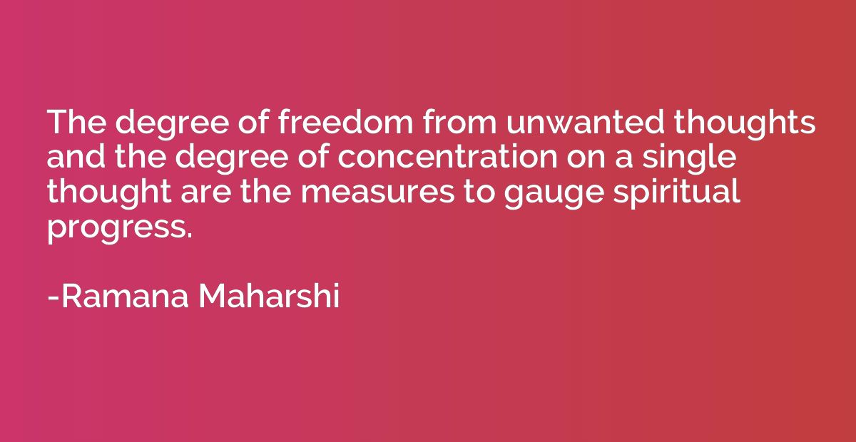 The degree of freedom from unwanted thoughts and the degree 