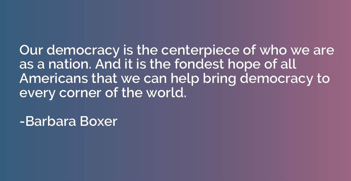 Our democracy is the centerpiece of who we are as a nation. 