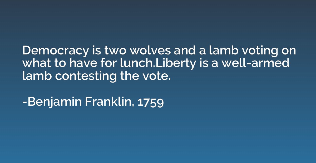 Democracy is two wolves and a lamb voting on what to have fo