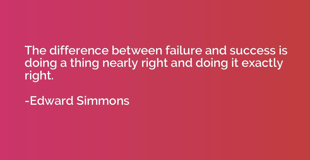 The difference between failure and success is doing a thing 