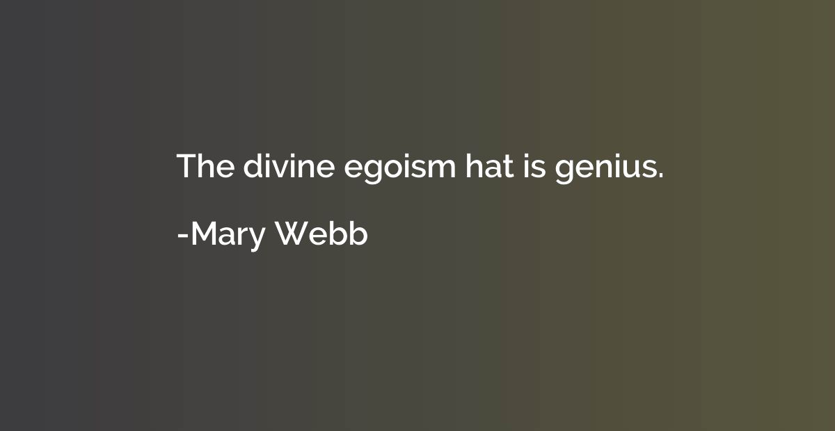 The divine egoism hat is genius.