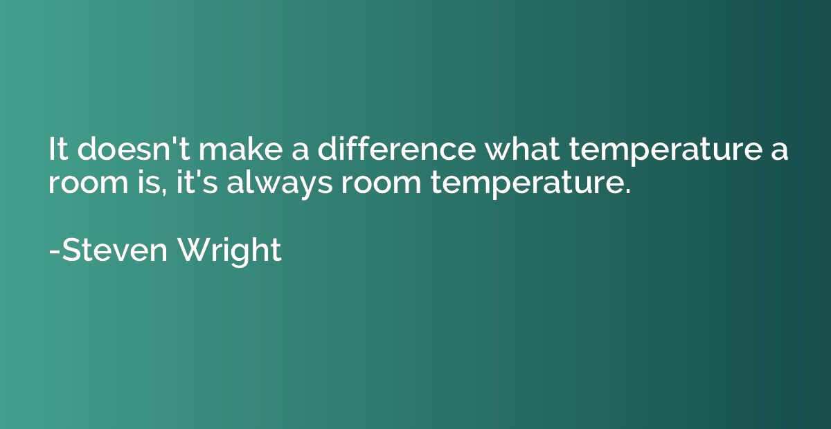 It doesn't make a difference what temperature a room is, it'