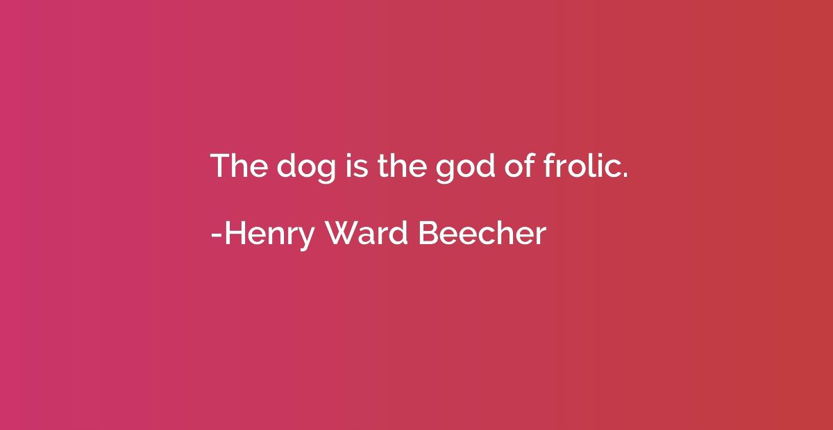 The dog is the god of frolic.