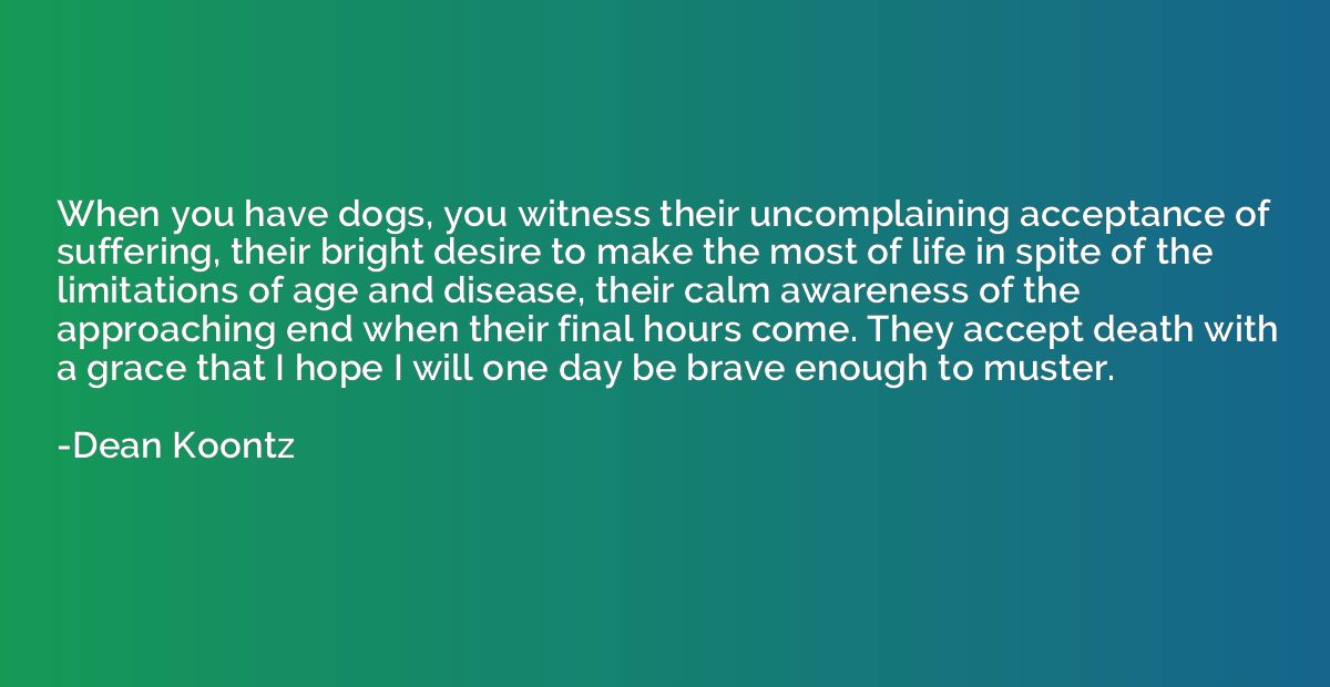 When you have dogs, you witness their uncomplaining acceptan