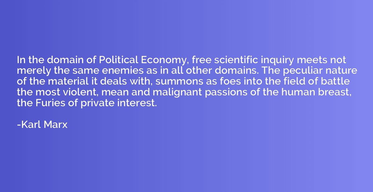 In the domain of Political Economy, free scientific inquiry 