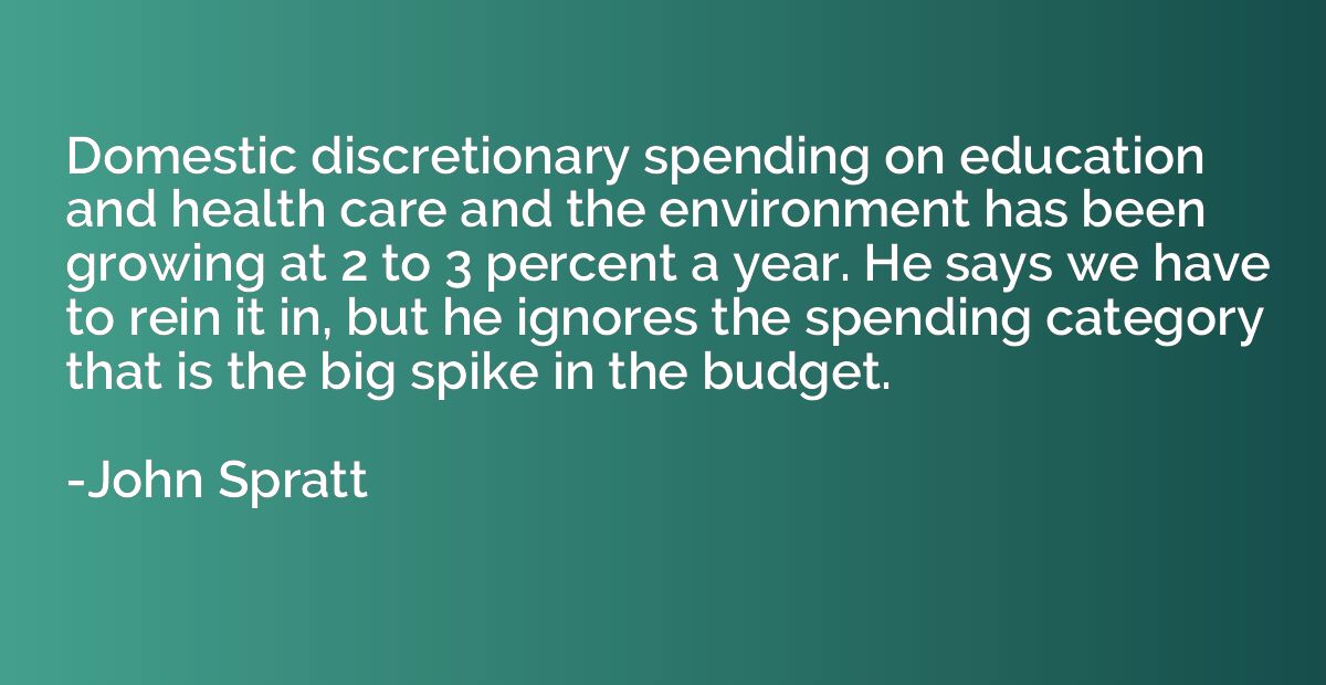 Domestic discretionary spending on education and health care