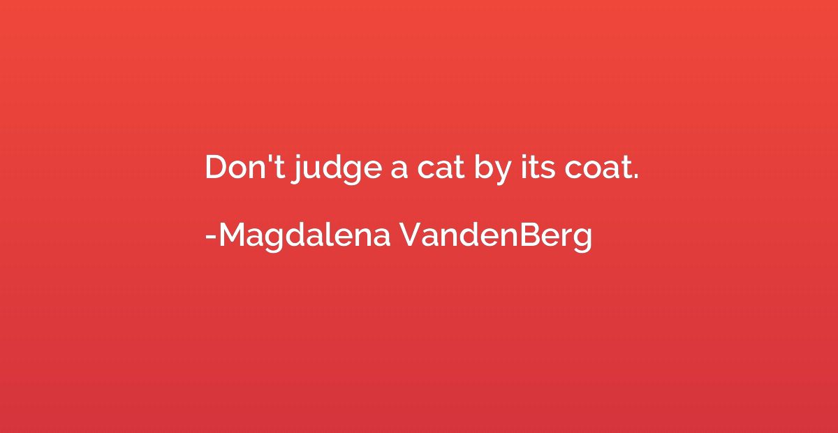 Don't judge a cat by its coat.