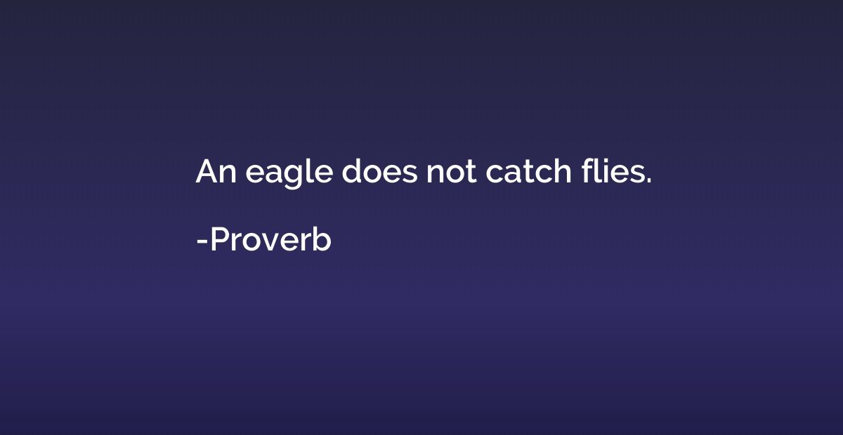 An eagle does not catch flies.