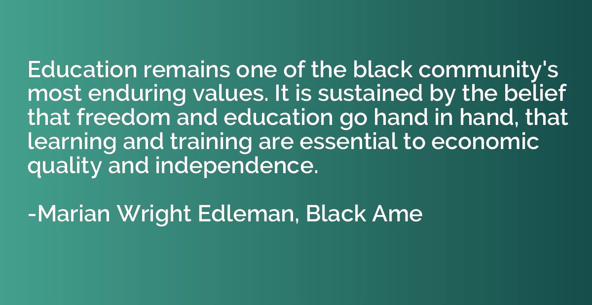 Education remains one of the black community's most enduring