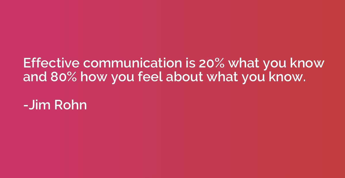 Effective communication is 20% what you know and 80% how you