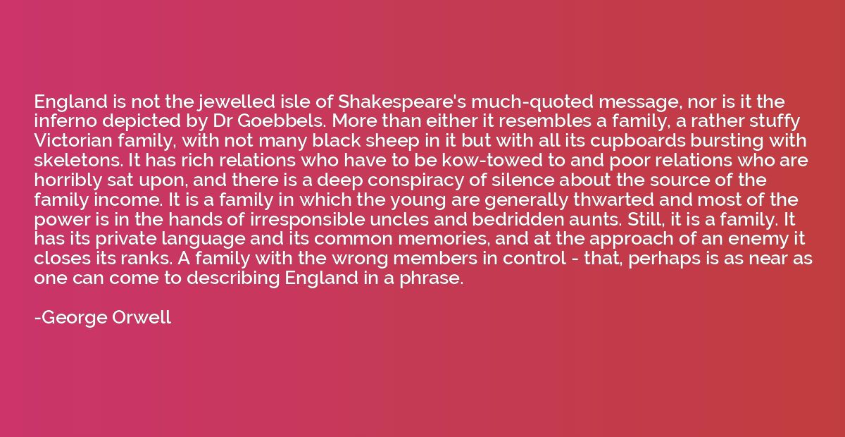 England is not the jewelled isle of Shakespeare's much-quote