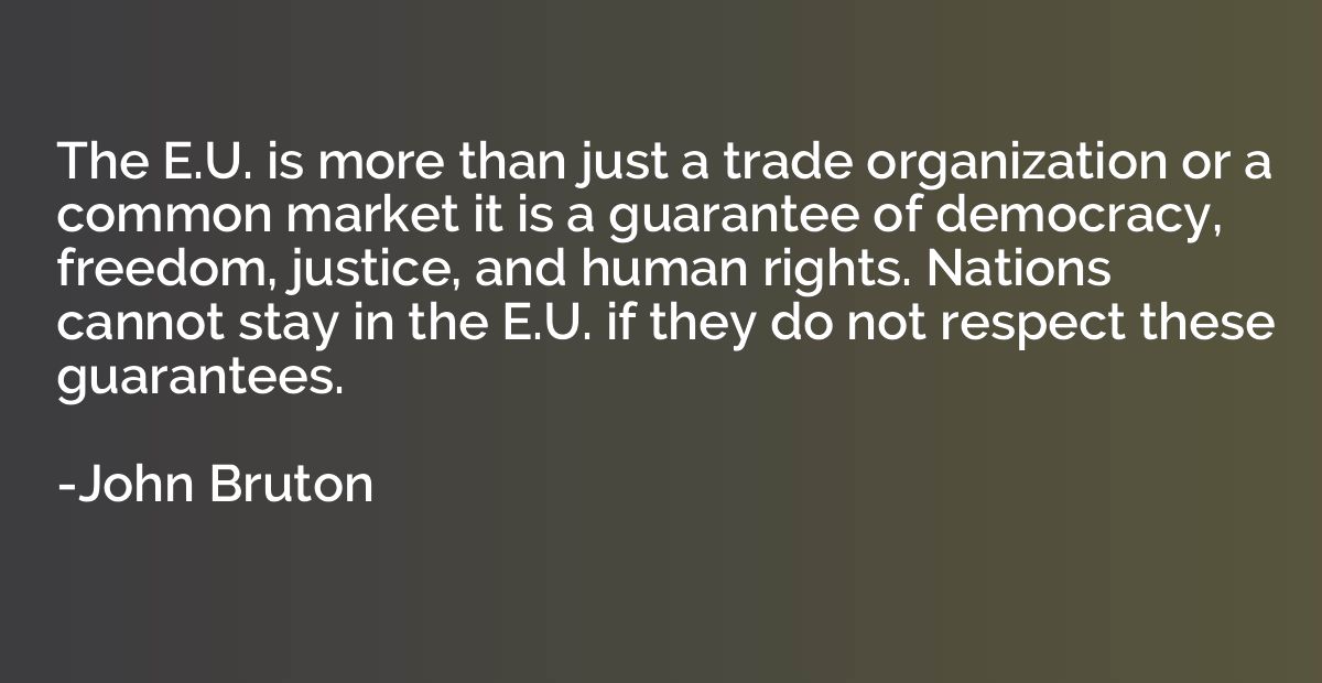 The E.U. is more than just a trade organization or a common 