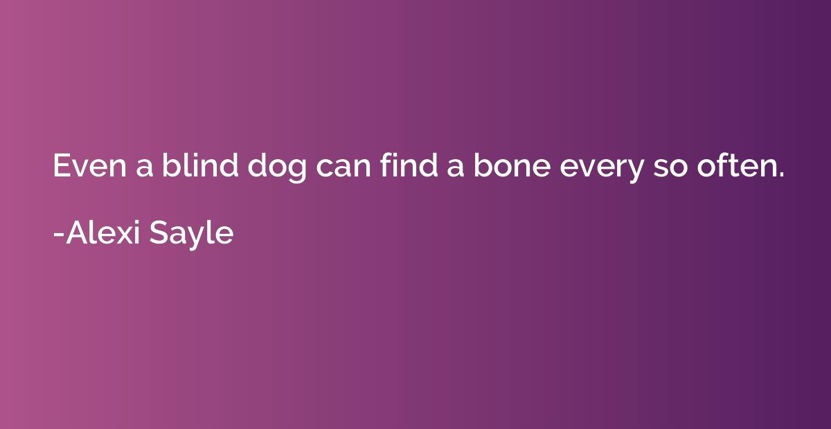 Even a blind dog can find a bone every so often.