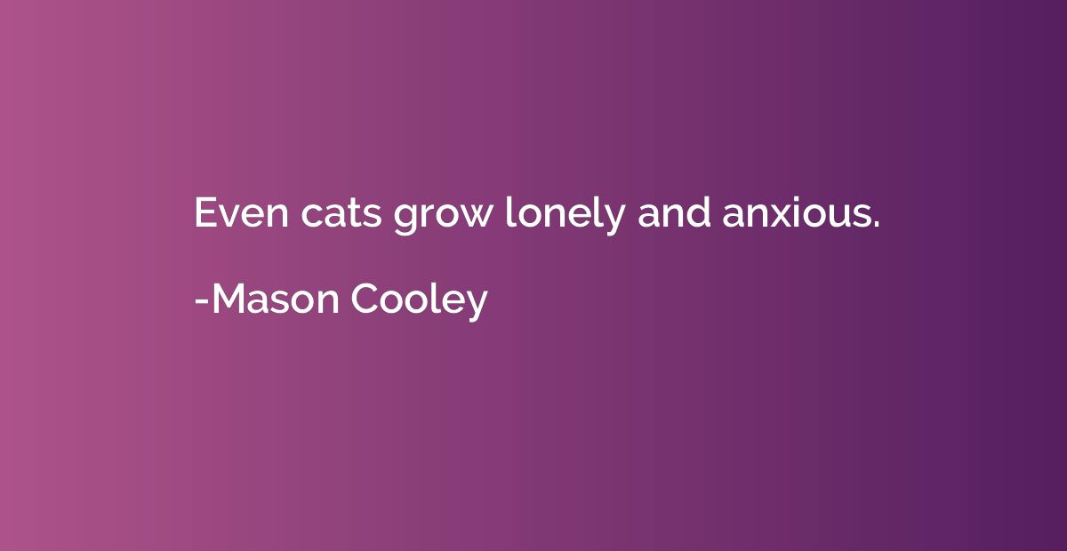Even cats grow lonely and anxious.